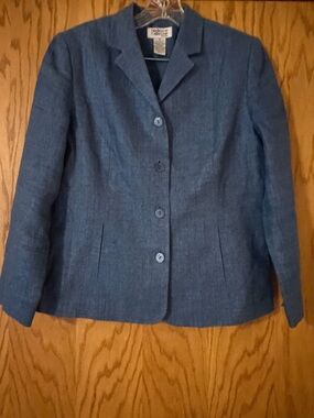 Style & Co. Heathered Blue Notch Collar Blazer